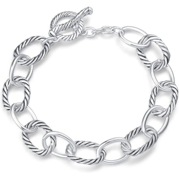 Jewelry - Twisted Cable Wire Link Chain Bracelet Two Tone Designer Brand Inspired Women Je